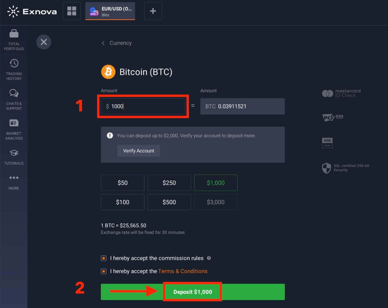 Exnova Deposit Methods, Minimums and Processing Times